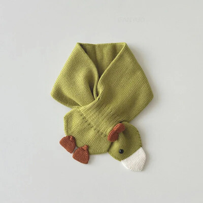 Divat koreai sokoldalú gyermeksál tél új aranyos kötött meleg nyakkendő egyszínű rajzfilm kacsa fiúk lány baba sálak