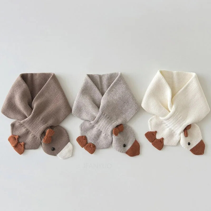 Divat koreai sokoldalú gyermeksál tél új aranyos kötött meleg nyakkendő egyszínű rajzfilm kacsa fiúk lány baba sálak