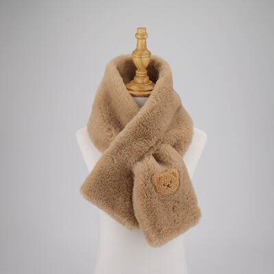 Koreai rajzfilm medve sálak gyerekeknek téli egyszínű puha plüss meleg nyakkendő lányoknak alkalmi szélálló rövid sál