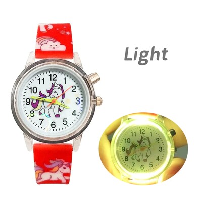 Svjetleća bljeskalica, dječji satovi, slatki crtani jednorog, svjetleća igračka, dječji kvarcni sat za dječake i djevojčice, rođendanski darovi, sat