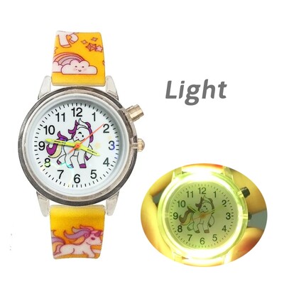 Svjetleća bljeskalica, dječji satovi, slatki crtani jednorog, svjetleća igračka, dječji kvarcni sat za dječake i djevojčice, rođendanski darovi, sat