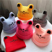 2022 Coreea de primăvară toamnă copii băieți pălărie culoare bomboană pentru copii băieți tricot pălărie fete urs cap broderie copii tricot pălărie