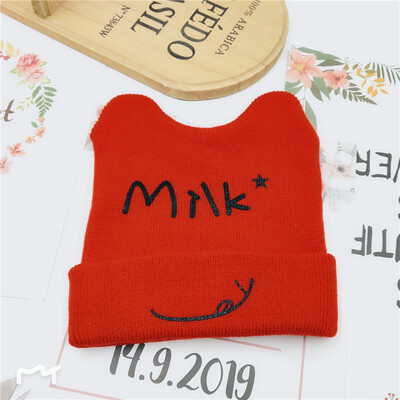 2022 Coreea de primăvară toamnă copii băieți pălărie culoare bomboană pentru copii băieți tricot pălărie fete urs cap broderie copii tricot pălărie