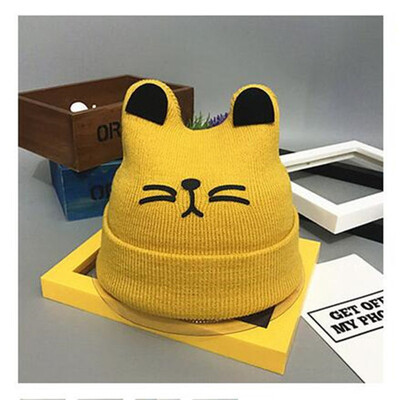 2022 Coreea de primăvară toamnă copii băieți pălărie culoare bomboană pentru copii băieți tricot pălărie fete urs cap broderie copii tricot pălărie