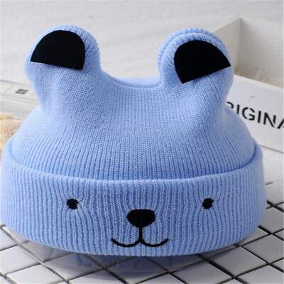 2022 Coreea de primăvară toamnă copii băieți pălărie culoare bomboană pentru copii băieți tricot pălărie fete urs cap broderie copii tricot pălărie