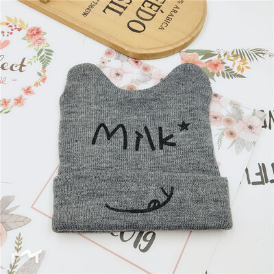 2022 Coreea de primăvară toamnă copii băieți pălărie culoare bomboană pentru copii băieți tricot pălărie fete urs cap broderie copii tricot pălărie