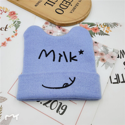 2022 Coreea de primăvară toamnă copii băieți pălărie culoare bomboană pentru copii băieți tricot pălărie fete urs cap broderie copii tricot pălărie