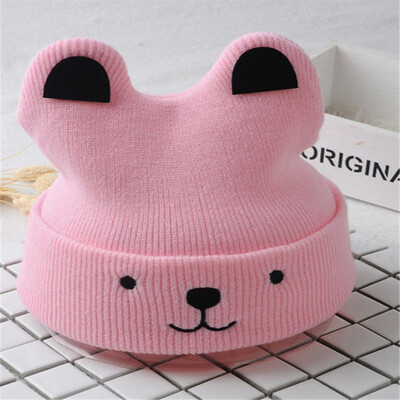 2022 Coreea de primăvară toamnă copii băieți pălărie culoare bomboană pentru copii băieți tricot pălărie fete urs cap broderie copii tricot pălărie