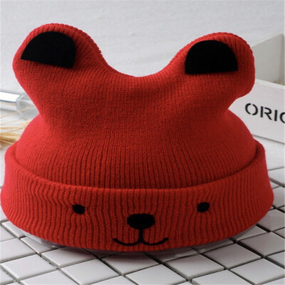 2022 Coreea de primăvară toamnă copii băieți pălărie culoare bomboană pentru copii băieți tricot pălărie fete urs cap broderie copii tricot pălărie