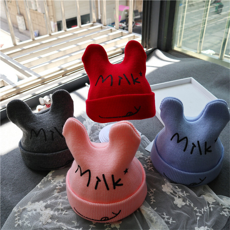 2022 Coreea de primăvară toamnă copii băieți pălărie culoare bomboană pentru copii băieți tricot pălărie fete urs cap broderie copii tricot pălărie