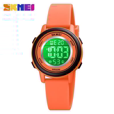 SKMEI LED apšvietimas skaitmeninis vaikiškas sportinis laikrodis chronometras kalendorius laikrodis 5bar vandeniui atsparus vaikiškas rankinis laikrodis berniukams mergaitėms dovana