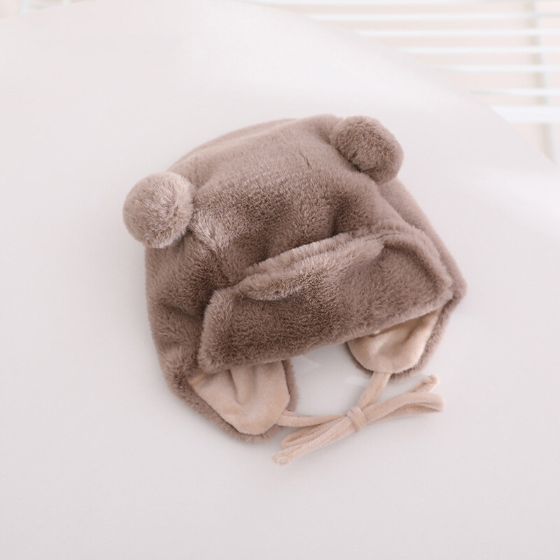 Mielas Meškiukas Kūdikio Ausų Apsauga Pupytės Kūdikių Pliušinės Ausinės Kepuraitė Minkšta Kailinė Žieminė Šilta Skrybėlė Vaikai Mergaitė Berniukas Soild Kapotas tinka 8M-3Y