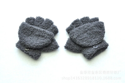 Baby Girls Baby Boys Kasmír kesztyűk 5-11 éves korig Gyerekek Téli Meleg Korall Gyapjú Vastag Félujjas Flip Ujjatlan Dropshipping