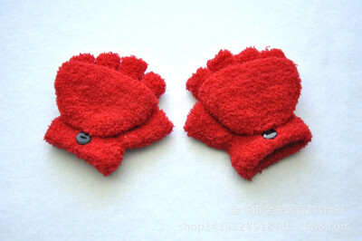 Baby Girls Baby Boys Kasmír kesztyűk 5-11 éves korig Gyerekek Téli Meleg Korall Gyapjú Vastag Félujjas Flip Ujjatlan Dropshipping