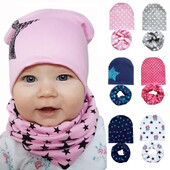 Bavlnená detská čiapka s hviezdicovou potlačou, jeseň/zima, dievčenská čiapka pre chlapcov, čiapka pre batoľatá, detská čiapka, šatka, detská čiapka s kapotou.