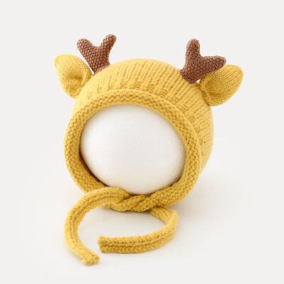 Aranyos Elk agancs baba sapka téli meleg kötött baba fiú lány sapka fülvédő sapka egyszínű gyerek gyerek sapka sapka sapka motorháztető