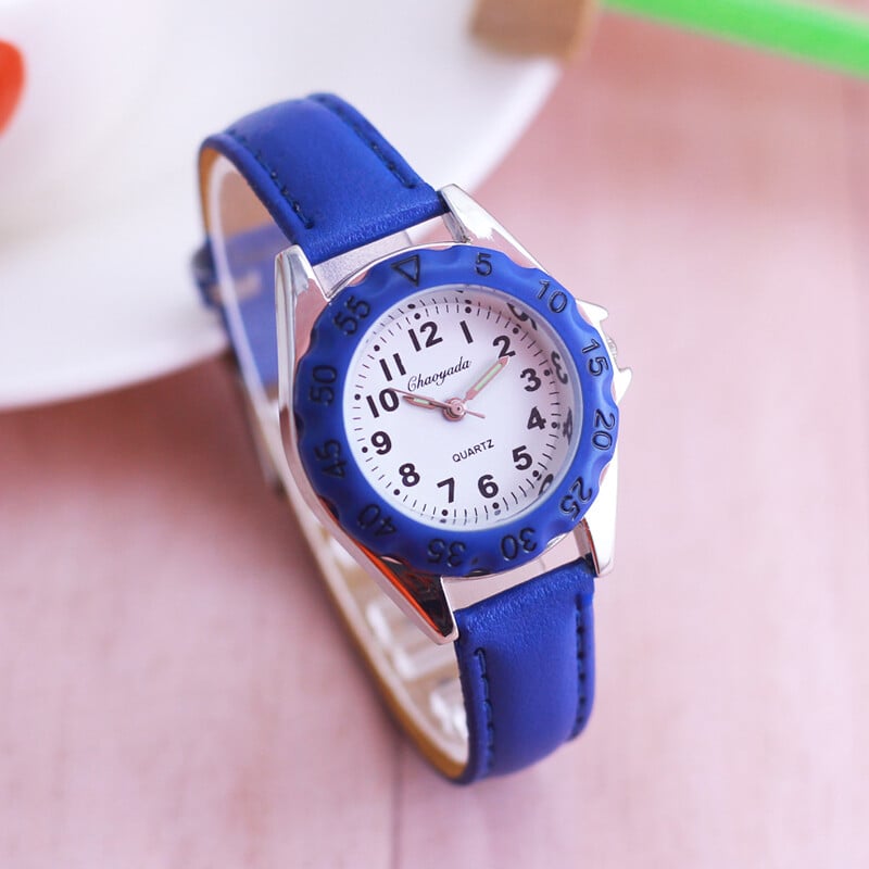 chaoyada detské chlapčenské dievčenské farebné kožené elektronické náramkové hodinky pre malé deti vodotesné quartzové hodinky na učenie času hodiny