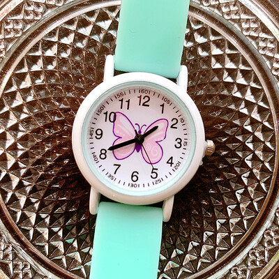 2023 Új, sötétben világító szilikon pillangós gyerekóra Lány fluoreszkáló zselés vízálló kvarc óra nagyker