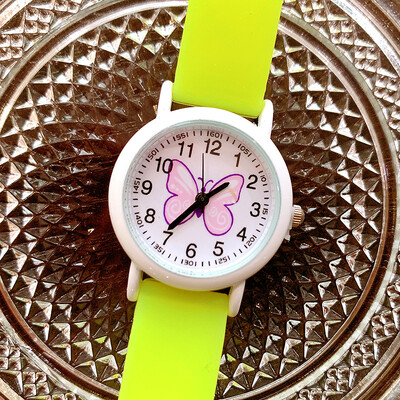 2023 Új, sötétben világító szilikon pillangós gyerekóra Lány fluoreszkáló zselés vízálló kvarc óra nagyker