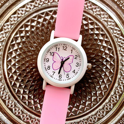 2023 Új, sötétben világító szilikon pillangós gyerekóra Lány fluoreszkáló zselés vízálló kvarc óra nagyker