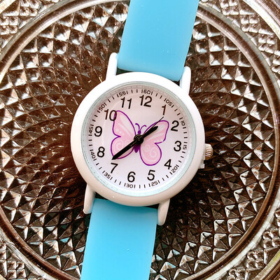 2023 Új, sötétben világító szilikon pillangós gyerekóra Lány fluoreszkáló zselés vízálló kvarc óra nagyker