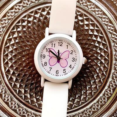 2023 Új, sötétben világító szilikon pillangós gyerekóra Lány fluoreszkáló zselés vízálló kvarc óra nagyker