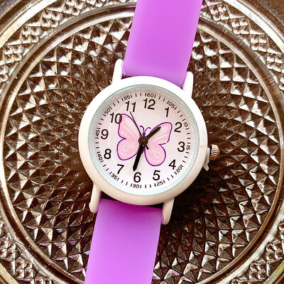 2023 Új, sötétben világító szilikon pillangós gyerekóra Lány fluoreszkáló zselés vízálló kvarc óra nagyker