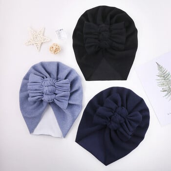 Νεογέννητα Καπέλα Baby Bow Knot Turban για νήπια κορίτσια αγόρια 0-3Y Χειμερινό ελαστικό ζακάρ Ινδικό καπάκι από σιτάρι φωτογραφικά στηρίγματα