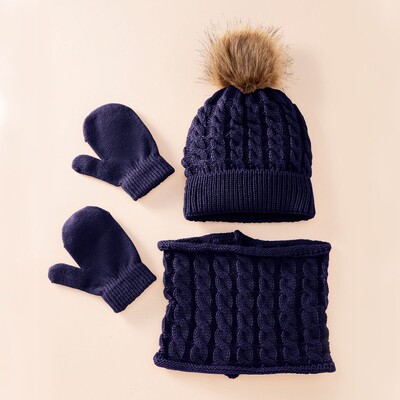 3 ks/sada detských zimných čiapok, šatiek, palčiakov, pletených batoľat, dievčat, detských ohrievačov krku, chlapcov, teplých rukavíc 0-36 mesiacov
