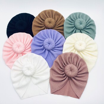 Καπέλα με κόμπους για κοριτσάκι Beanie Bow Headband Βρεφικό τουρμπάνι για νεογέννητο αξεσουάρ κεφαλής χειμωνιάτικο καπέλο ζεστό καπό Καπέλα Mother Kids