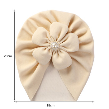 Big Flower Turban Baby Hats Faux Cashmere Pearl Newborn Beanies Headwraps Boutique για βρέφη αγόρια για κορίτσια Καπέλα Καπέλα