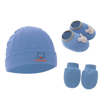 3 τμχ Βαμβακερό Baby Beanie για νεογέννητο μωρό καπό Γάντια Κάλτσες Σετ Καπέλο μωρού για κορίτσι Αγόρι New Born Δώρο Καπέλο κινουμένων σχεδίων