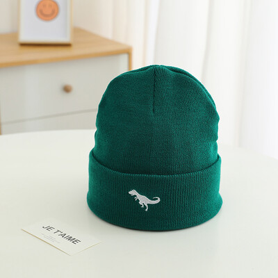 2024 m. Naujas rudens žiemos laisvalaikio megztas siuvinėtas animacinis filmas Dinozaurai Vaikai Lauke Kepuraitės Sportinės Šiltos Kepuraitės Kūdikiams