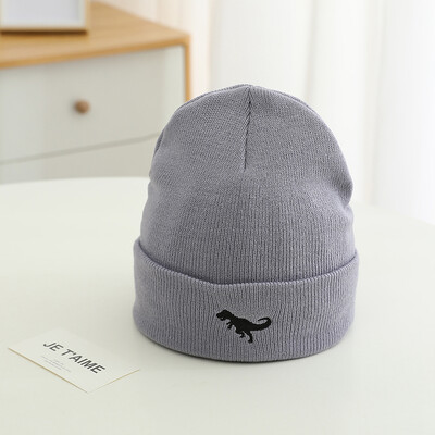 2024 m. Naujas rudens žiemos laisvalaikio megztas siuvinėtas animacinis filmas Dinozaurai Vaikai Lauke Kepuraitės Sportinės Šiltos Kepuraitės Kūdikiams