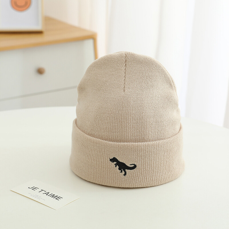 2024 m. Naujas rudens žiemos laisvalaikio megztas siuvinėtas animacinis filmas Dinozaurai Vaikai Lauke Kepuraitės Sportinės Šiltos Kepuraitės Kūdikiams