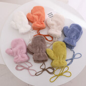 Téli baba meleg kesztyűk tömör vastag gyerekkesztyű lányoknak fiú puha plüss gyerekeknek szőrme ujjatlan ujjú kesztyűk