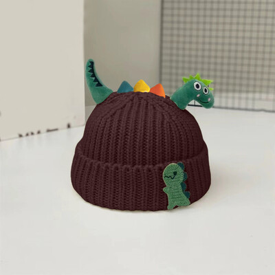 Baba téli sapka puha meleg kötött aranyos dinoszauruszok fiúk lányok gyerek sapka és kesztyű készlet