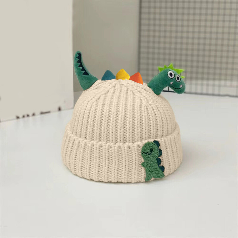 Pălărie de iarnă pentru bebeluși, moale, caldă, tricotată, drăguț, dinozauri, băieți, fete, copii, set de pălărie și mănuși