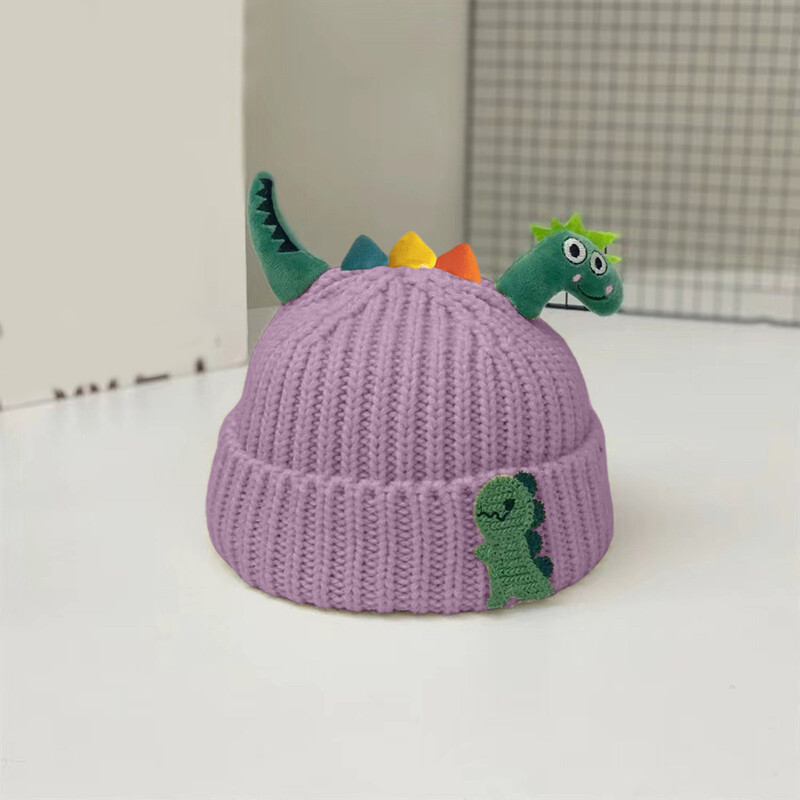Pălărie de iarnă pentru bebeluși, moale, caldă, tricotată, drăguț, dinozauri, băieți, fete, copii, set de pălărie și mănuși
