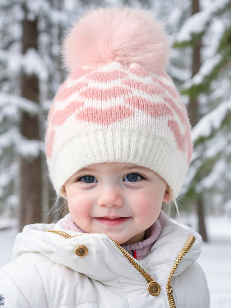 1vnt naujagimio bamblys miela širdele kūdikiui žieminė šilta vaikiška kepurė megzta plaukukulė kudikiui 1-3m.