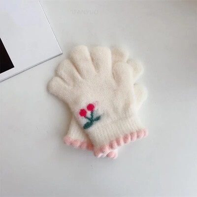 Coreeană Cireșe Copii Copii Mănuși Călduțe Iarnă Rezistă Vânt Îngroșă Băieți Fete Copii Mănuși Ciclism Mănuși drăguțe de modă pentru bebeluși