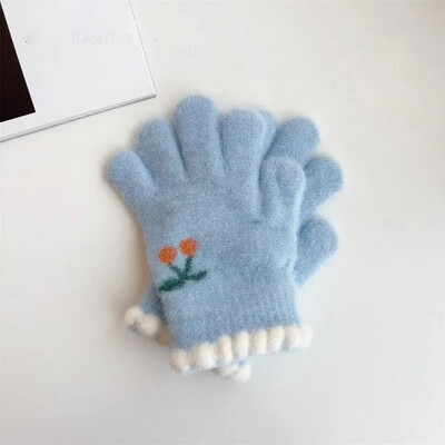 Coreeană Cireșe Copii Copii Mănuși Călduțe Iarnă Rezistă Vânt Îngroșă Băieți Fete Copii Mănuși Ciclism Mănuși drăguțe de modă pentru bebeluși