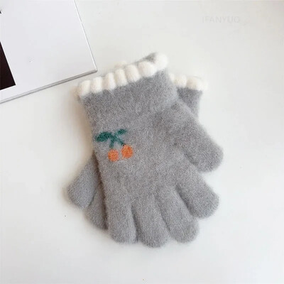 Coreeană Cireșe Copii Copii Mănuși Călduțe Iarnă Rezistă Vânt Îngroșă Băieți Fete Copii Mănuși Ciclism Mănuși drăguțe de modă pentru bebeluși