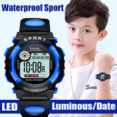 Vaikiškas laikrodis Sportas Vaikiški laikrodžiai Silikoninis dirželis, vandeniui atsparus LED skaitmeninis laikrodis, skirtas vaikams, studentams, mergaitėms, berniukams, rankinis laikrodis