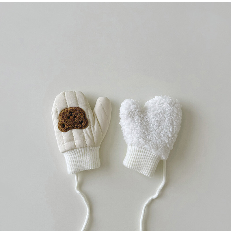 Zimske rukavice za bebe, šal, 2 komada, deblji medo, zeko, dječji set toplijih rukavica za vrat, dječji šalovi, rukavice, rukavice za djevojčice, dječake 2-6 godina