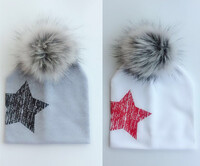 Őszi téli horgolt baba sapka lány fiú sapka gyerekeknek műszőrme pom pom sapka csillagok csecsemőkapka pamut új gyerekek baba sapka gyereksapka