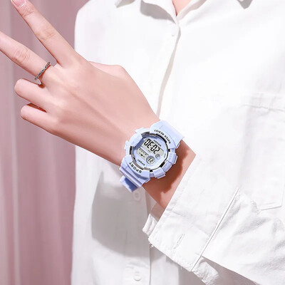 YIKAZE madingi vaikiški sportiniai laikrodžiai 7 spalvų šviečiantys daugiafunkcis LED skaitmeninis laikrodis berniukų ir mergaičių studentų vaikiški laikrodžiai