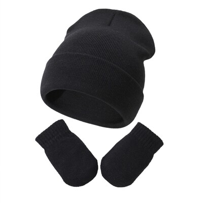 Új kötött baba sapka+kesztyű szett Őszi téli meleg baba sapka 1-5 éves korig fiúknak lányoknak kültéri motorháztetős kézvédő kesztyűk