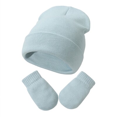 Új kötött baba sapka+kesztyű szett Őszi téli meleg baba sapka 1-5 éves korig fiúknak lányoknak kültéri motorháztetős kézvédő kesztyűk