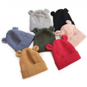 Pălărie pentru bebeluși, fetițe, băieți, șepci moale, calde, tricotate, pentru copii, iarnă, rezistente la vânt, în aer liber, culoare uni, dulci, turban, pălării, vreme rece